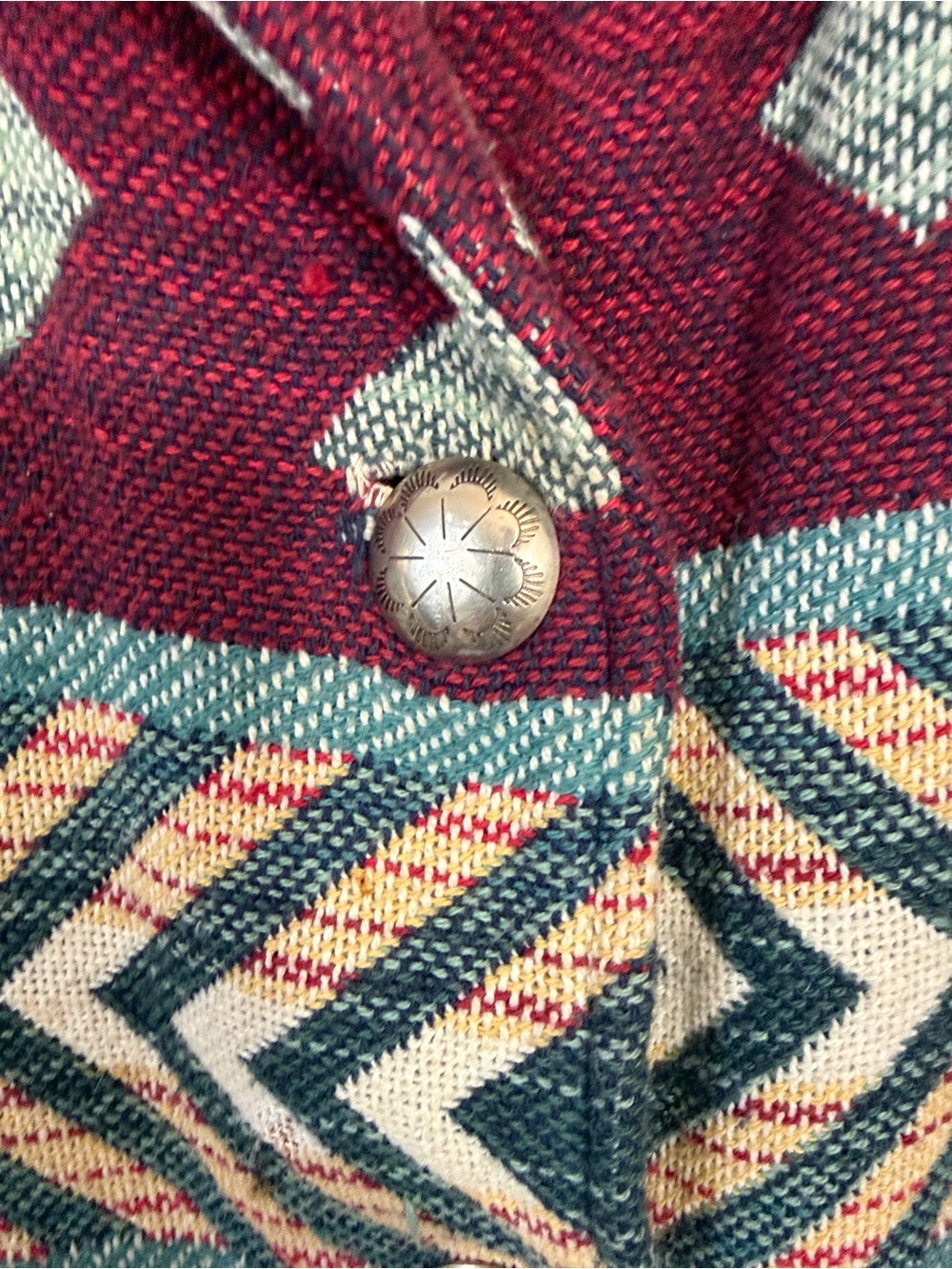Vintage Boho Aztec Southwestern Western Cotton Jacket oversized Made in USA - Picture 3 of 9